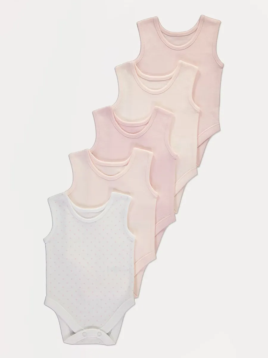 Pink Sleeveless Bodysuits 5 Pack