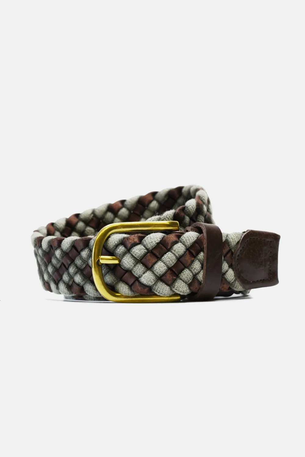 Woven Leather Buckle Belt
