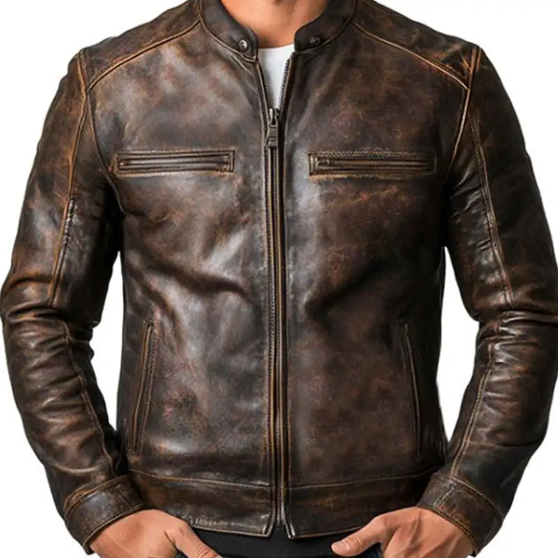 Textured Work Leather Jacket