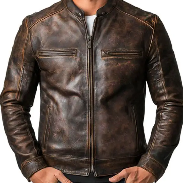 Textured Work Leather Jacket