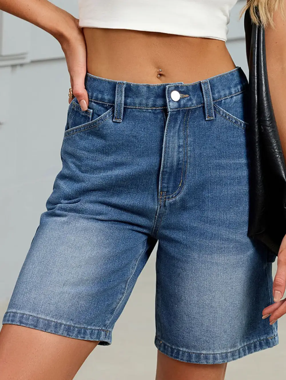 Washed Denim Shorts