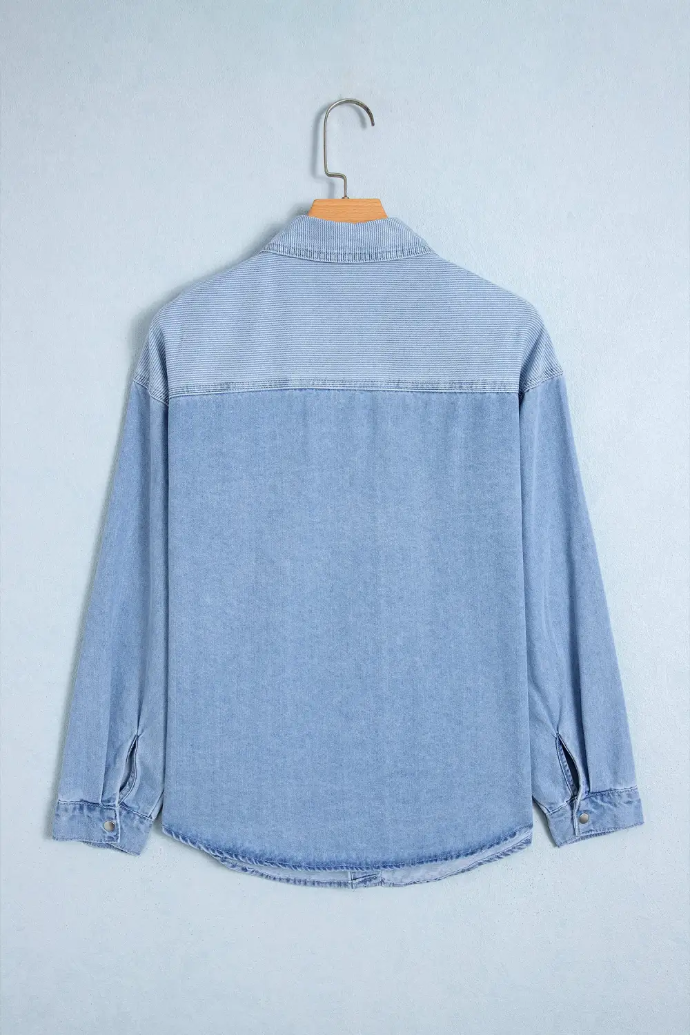 Women's Striped Patchwork Denim Blouse