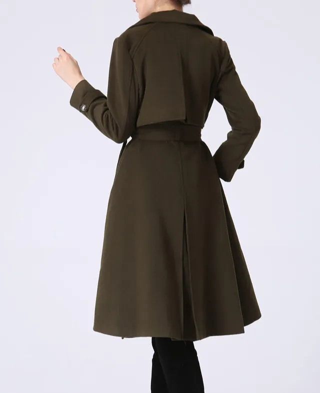 Classic Wool Blend Tailored Belted Pocketed Button Front Coat