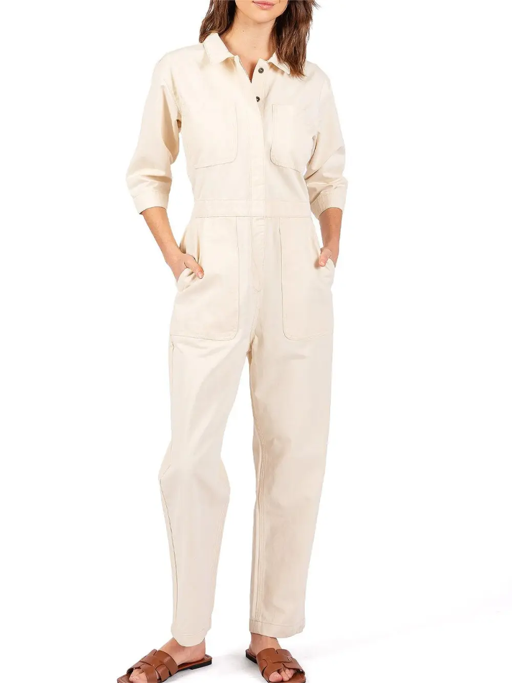 Pocketed Coverall Aviator Jumpsuit