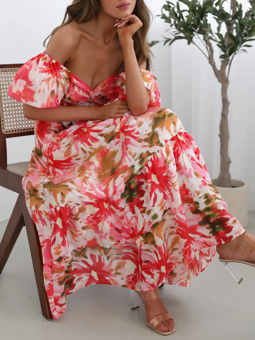 White Floral Casual Style Dress