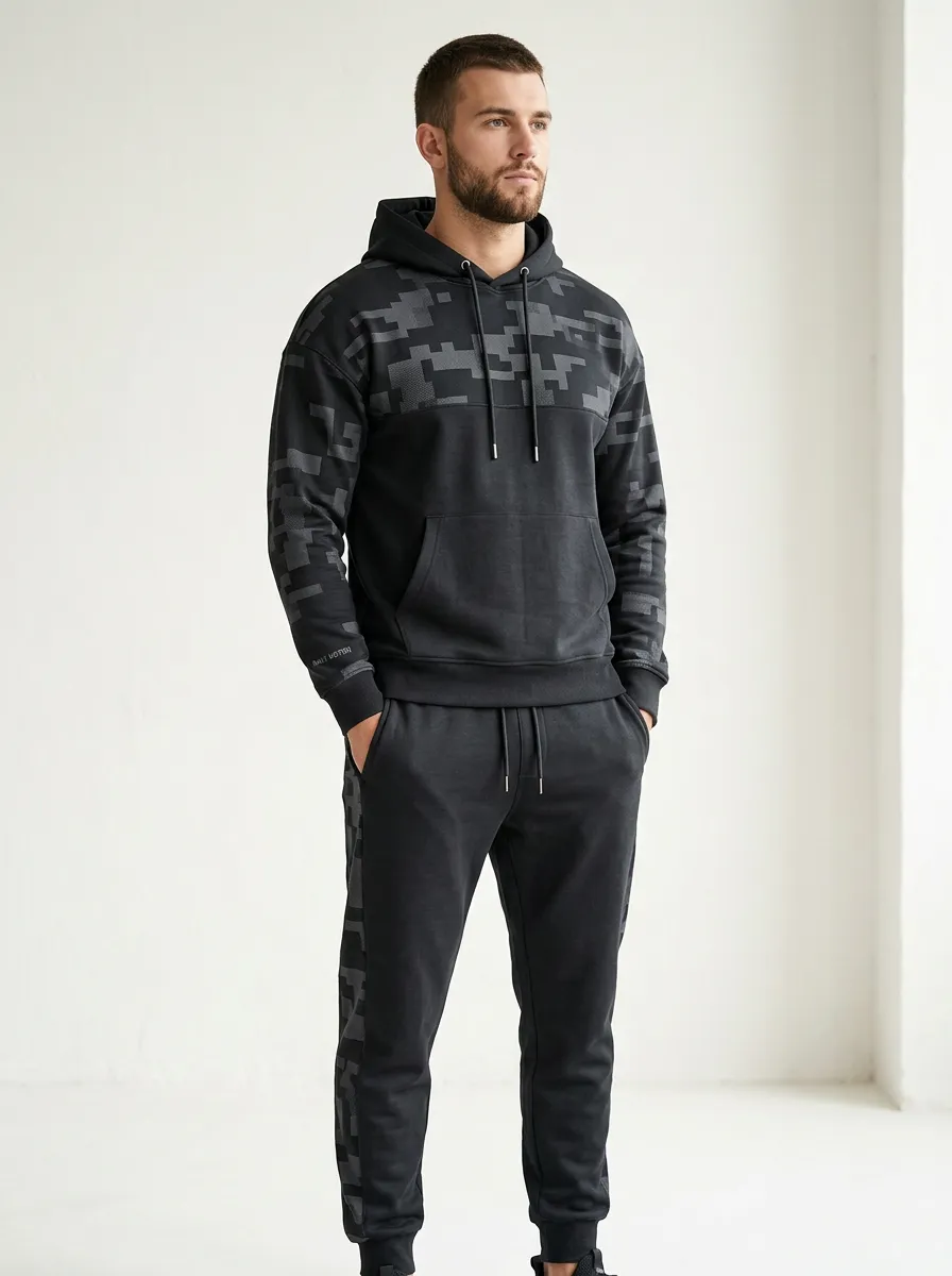 Men's Urban Style Digital Camo Print Jogger Set