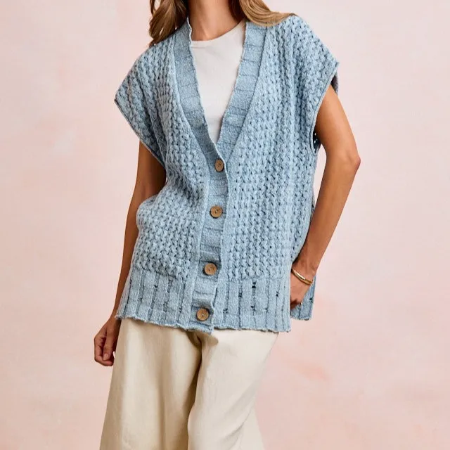 Button Front Oversized Dropped Shoulder Cardigan