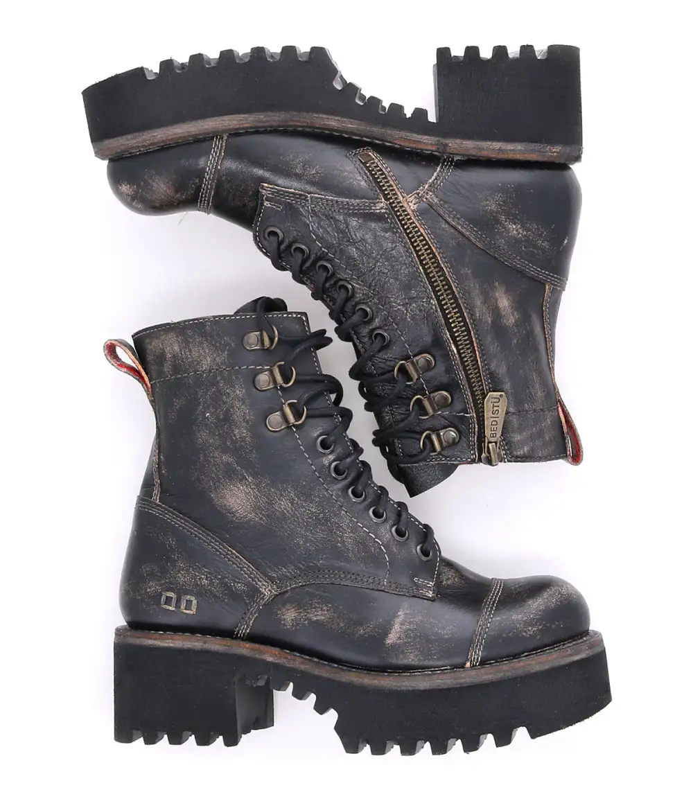 Cap-Toe Side-Zip Combat Boots