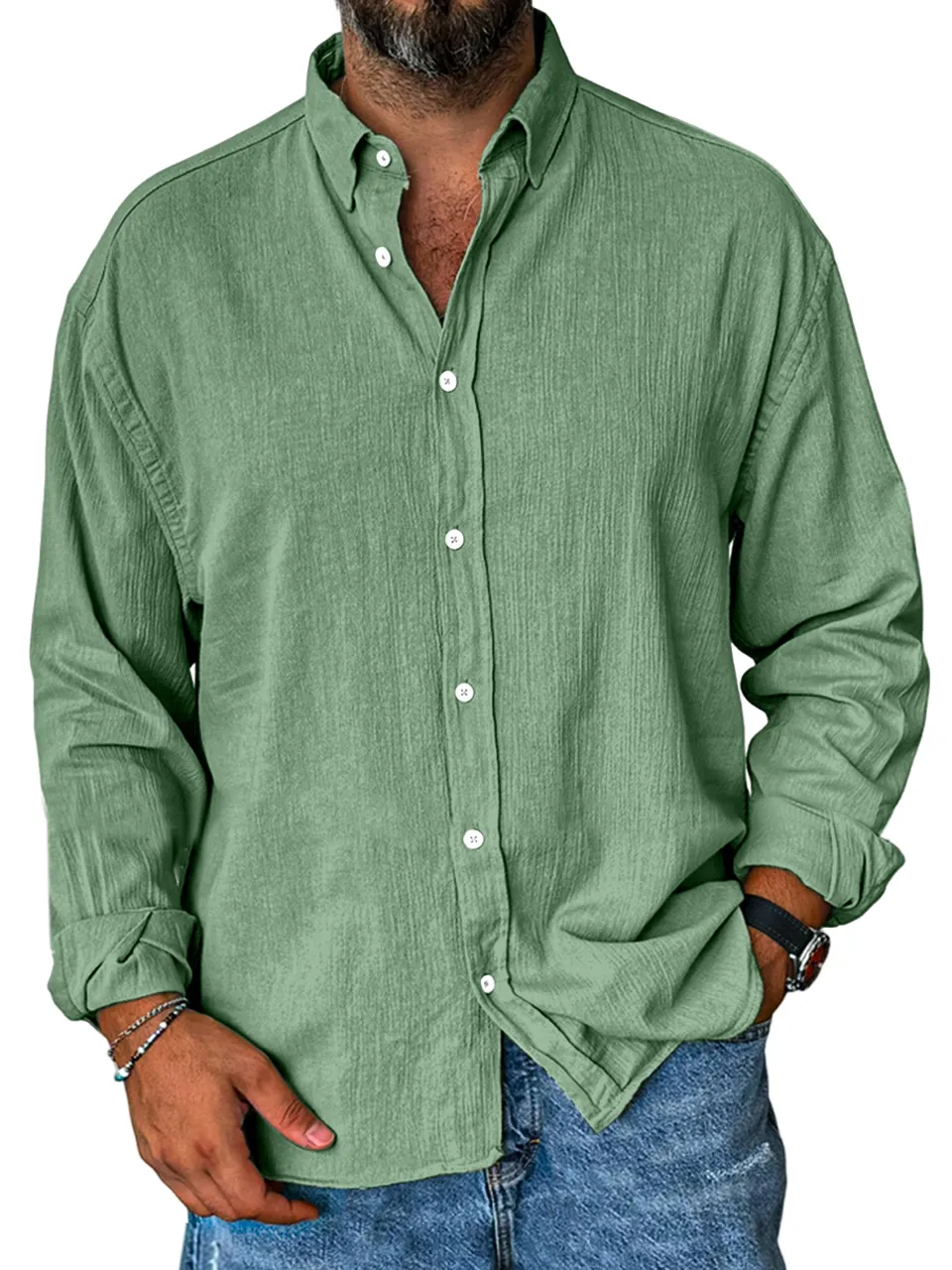 Soft Touch Long Sleeve Open Collar Shirt