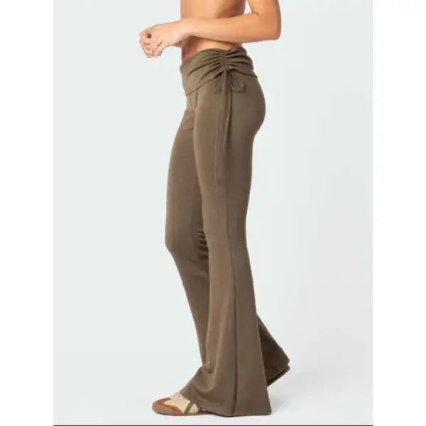 Drawstring Ruched Flare Pants
