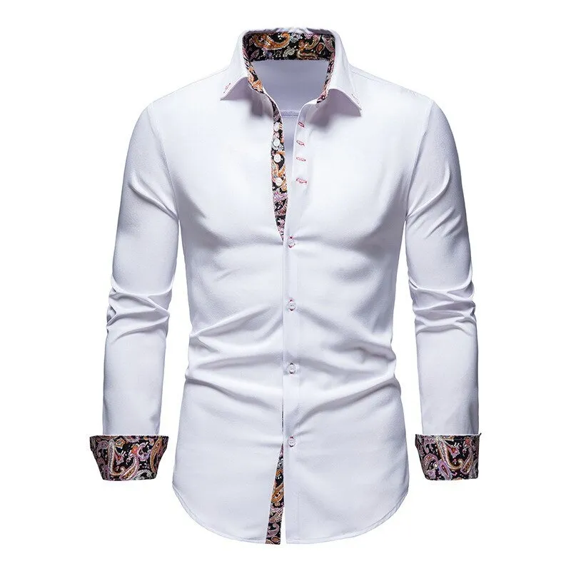 White Shirt with Floral Cuffs