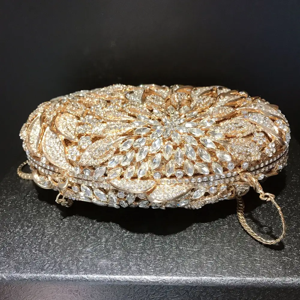 Metal Rhinestone Box Clutch Bag