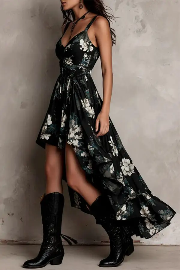Draped Ruffled Ruffle Sleeve And Skirt Set