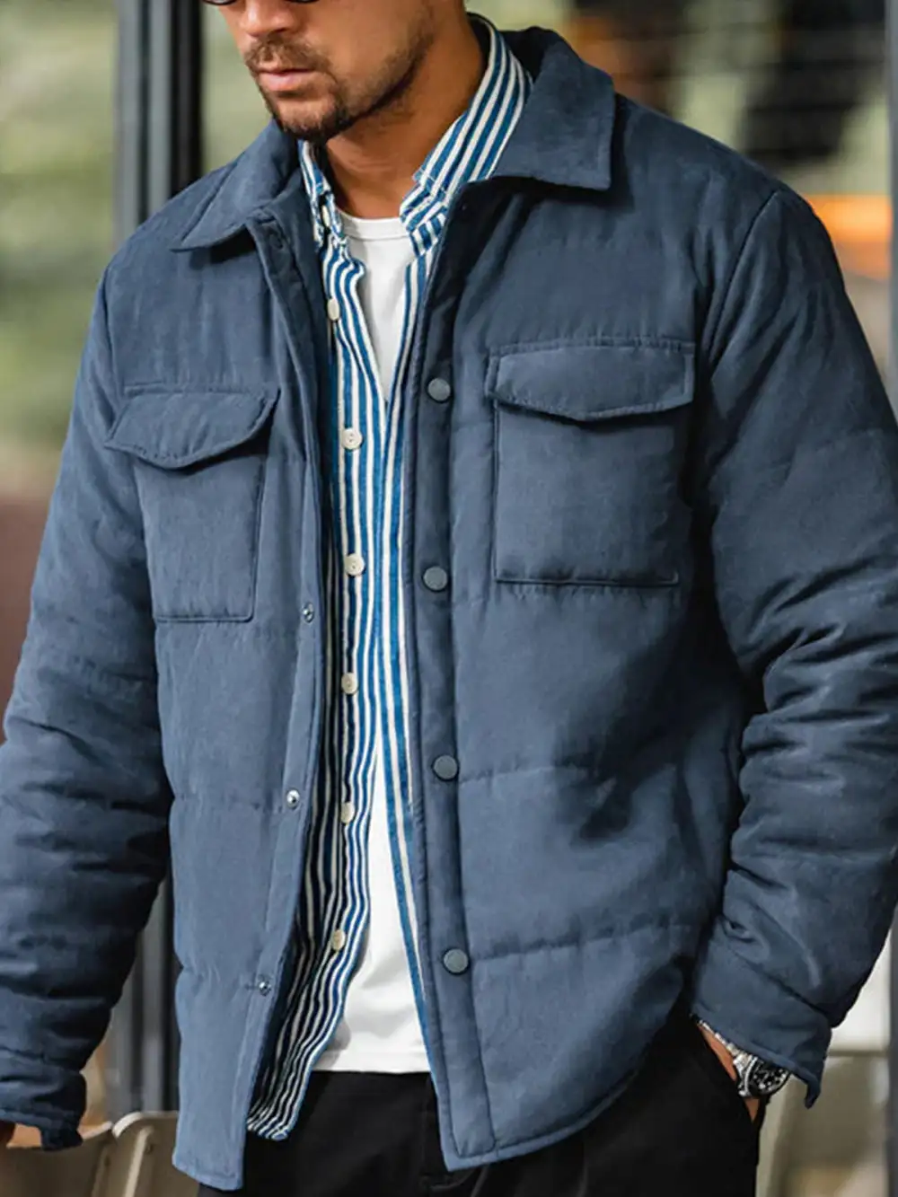 Men's Padded Suede Texture Casual Coat