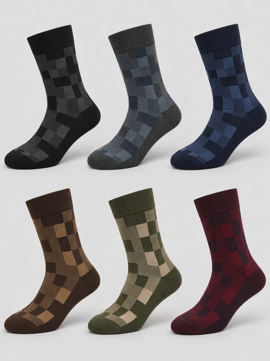 Men's Geometric Pattern Printed Socks 6-Pack