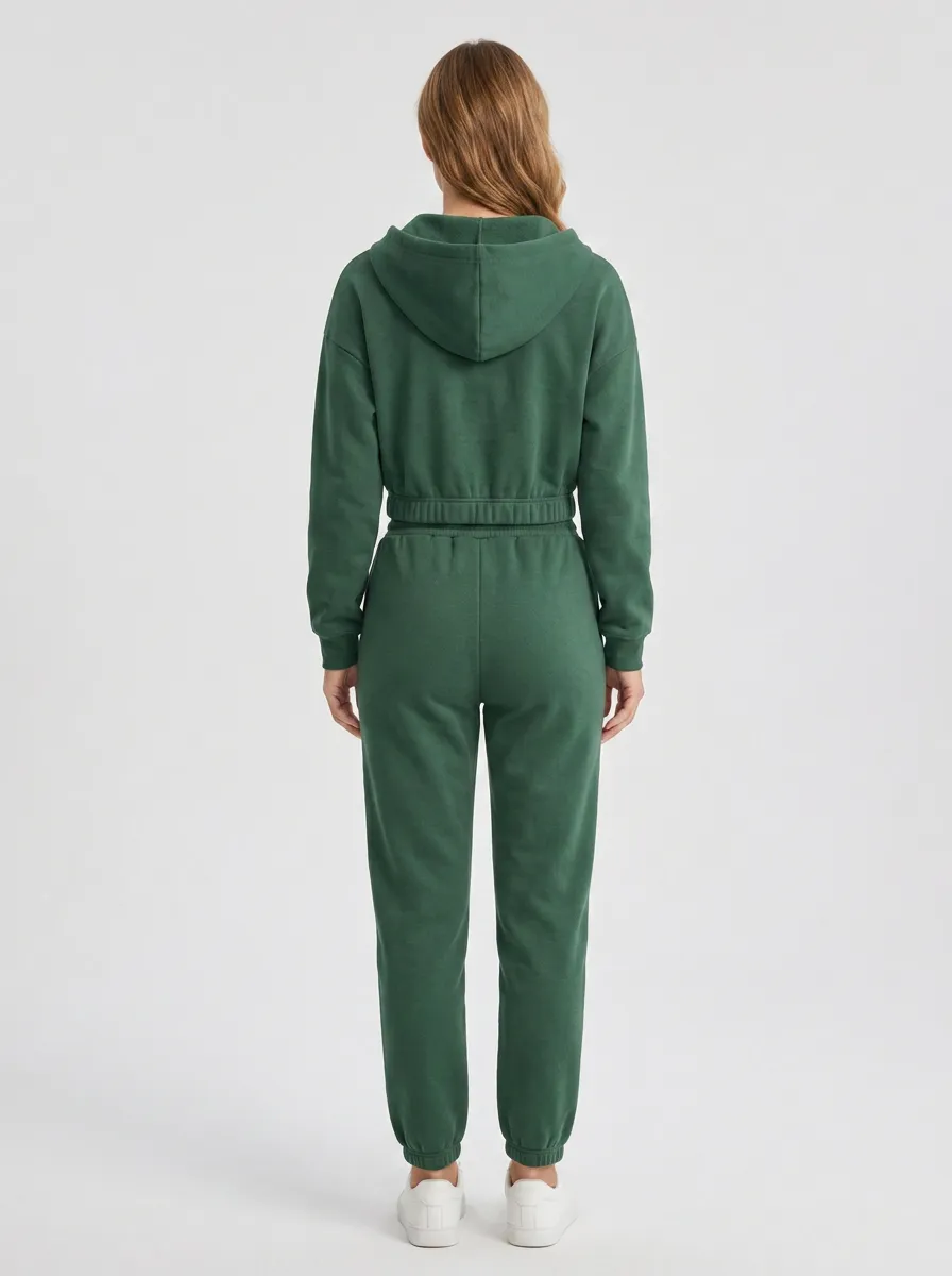 Studio Cropped Zip-Up Women's Cropped Zip-Up Hoodie Jogger Active Set