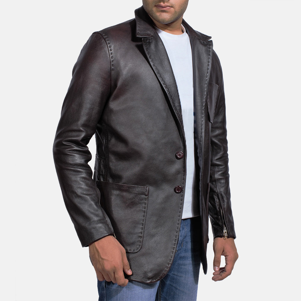 Men's Leather Blazer Jacket