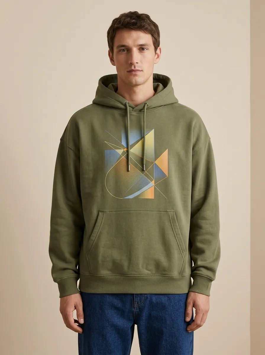 Men's Geometric Graphic Drawstring Pocket Hoodie