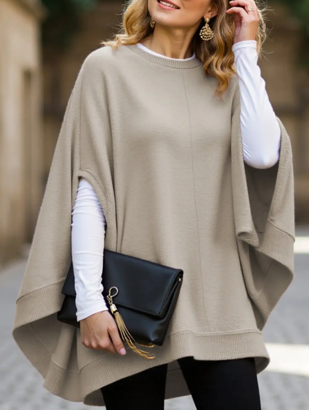 Loose Batwing Sleeve Knitted Top