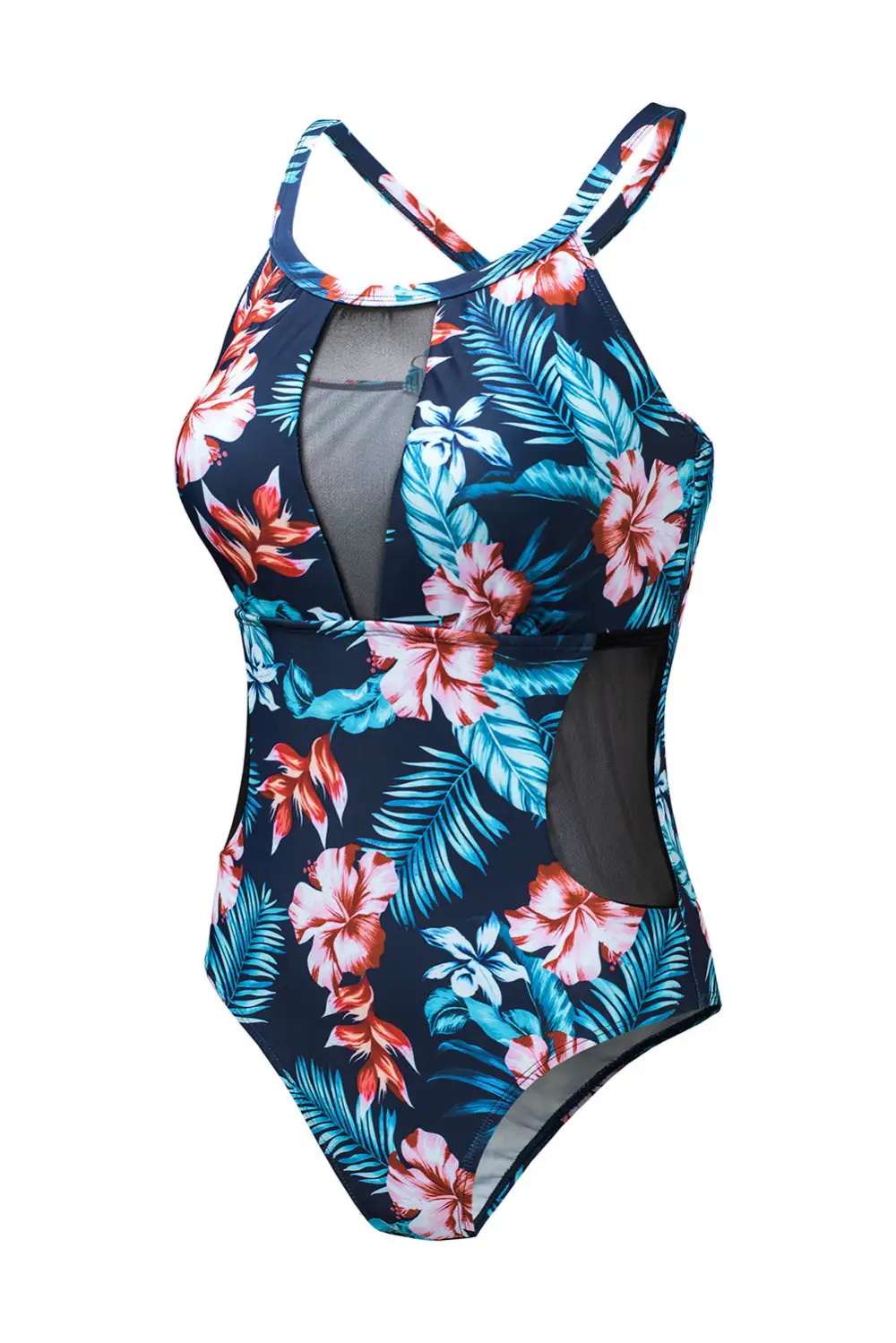 Mesh Accent Floral One-piece Swimwear