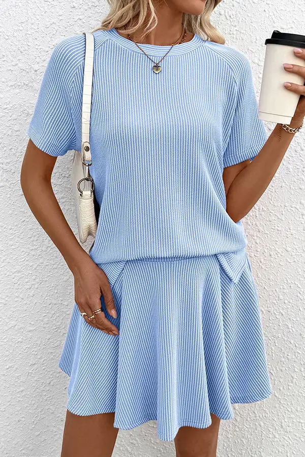 Round Neck Top Mini Skort Two Piece Set