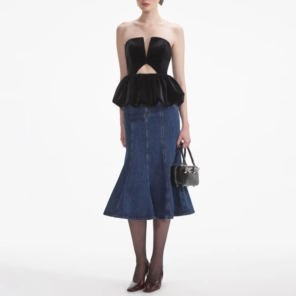 Black Velvet Bandeau Top