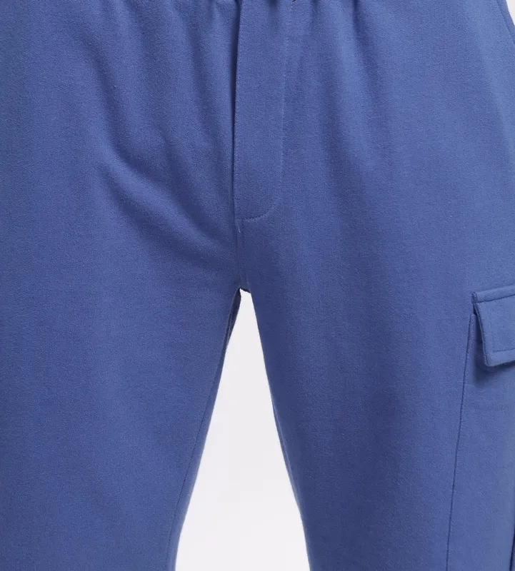 Blue Loop Knit Cotton Shorts