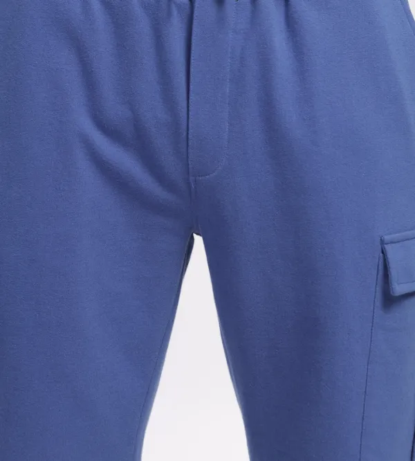 Blue Loop Knit Cotton Shorts