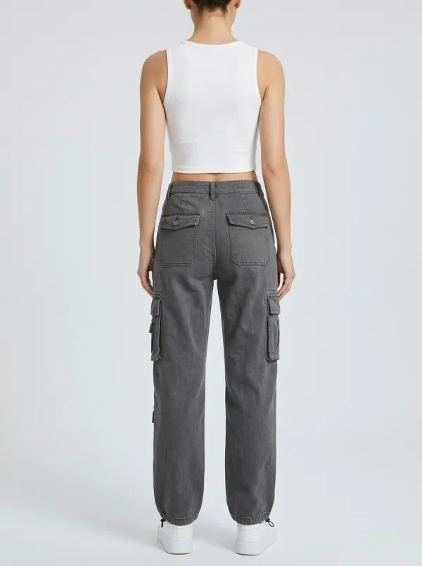 Minimal Utility Style Multi Pocket Look Women's Multi Pocket Cargo Pants