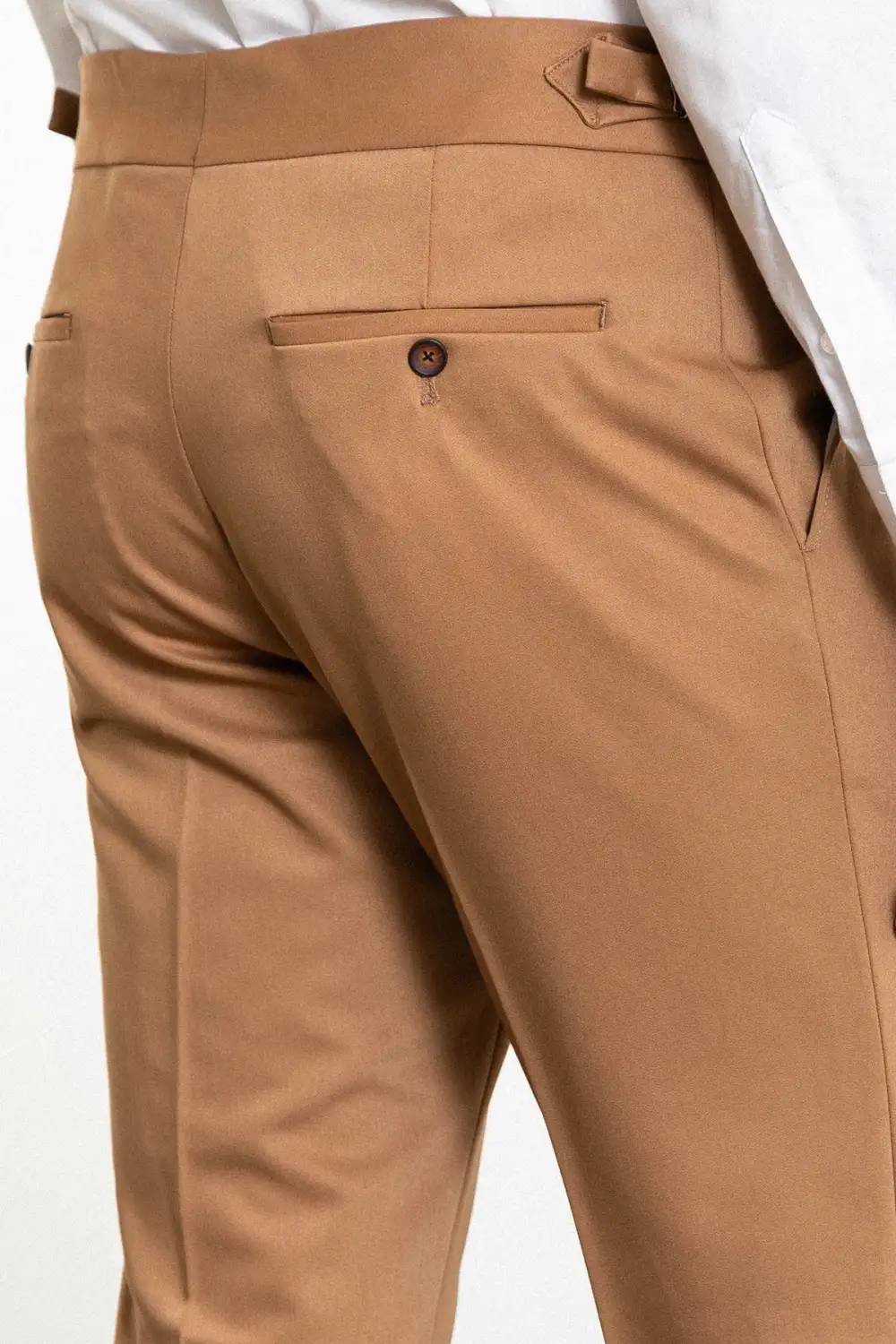 Straight Slim Fit Belt Detail Side Pocket Pleated Tailored Trousers