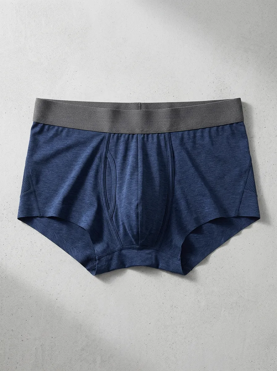 Men's Blue Heathered Athletic Performance Printed Boxer Briefs