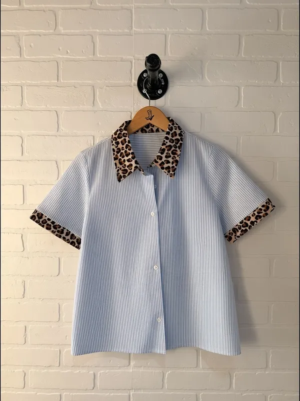 Leopard Stripe Button Shirt