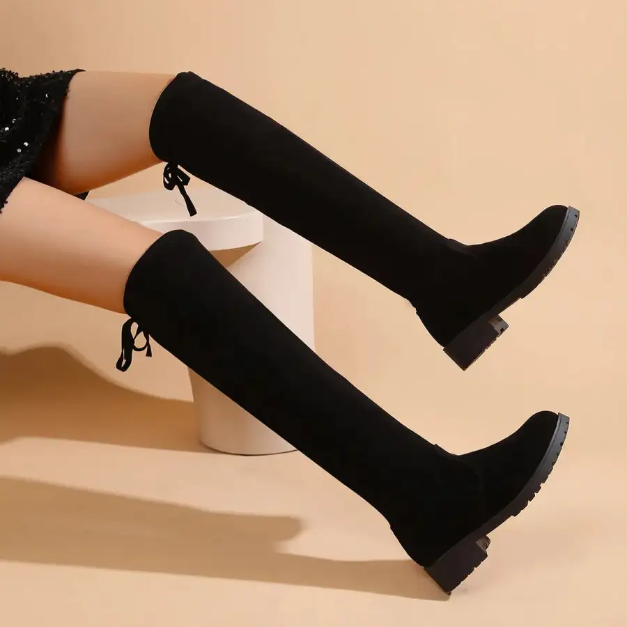 Over Knee Boots with Back Lace Up Detail