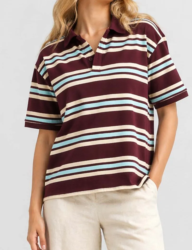 Polo Collar Short Sleeves T-shirt Top