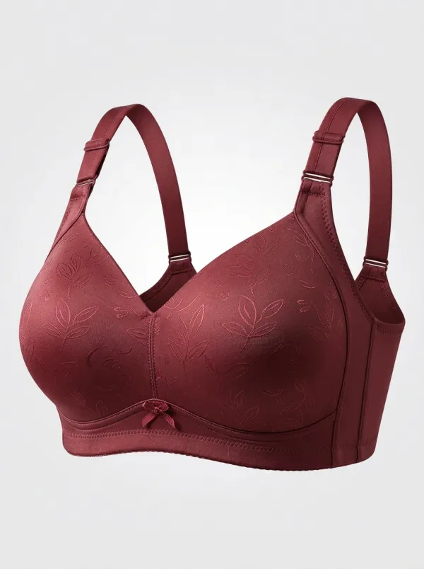 Women's Plus Size Mauve Leaf Full-Coverage Bow-Detail Wireless Bra