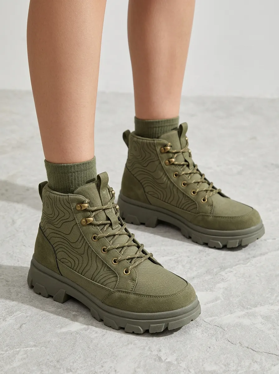 Explorer Topographic Canvas Hiking Boots
