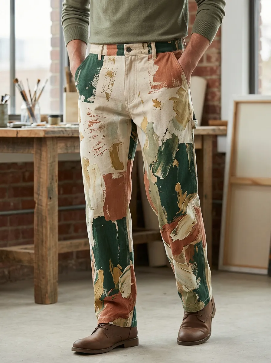 Men's Abstract Print Utility Pants