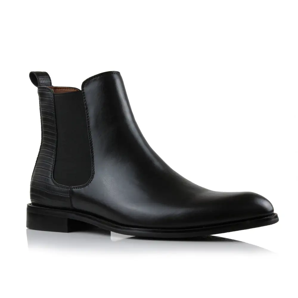 Refined Faux-Leather Slip-On Elastic-Side Chelsea Boots