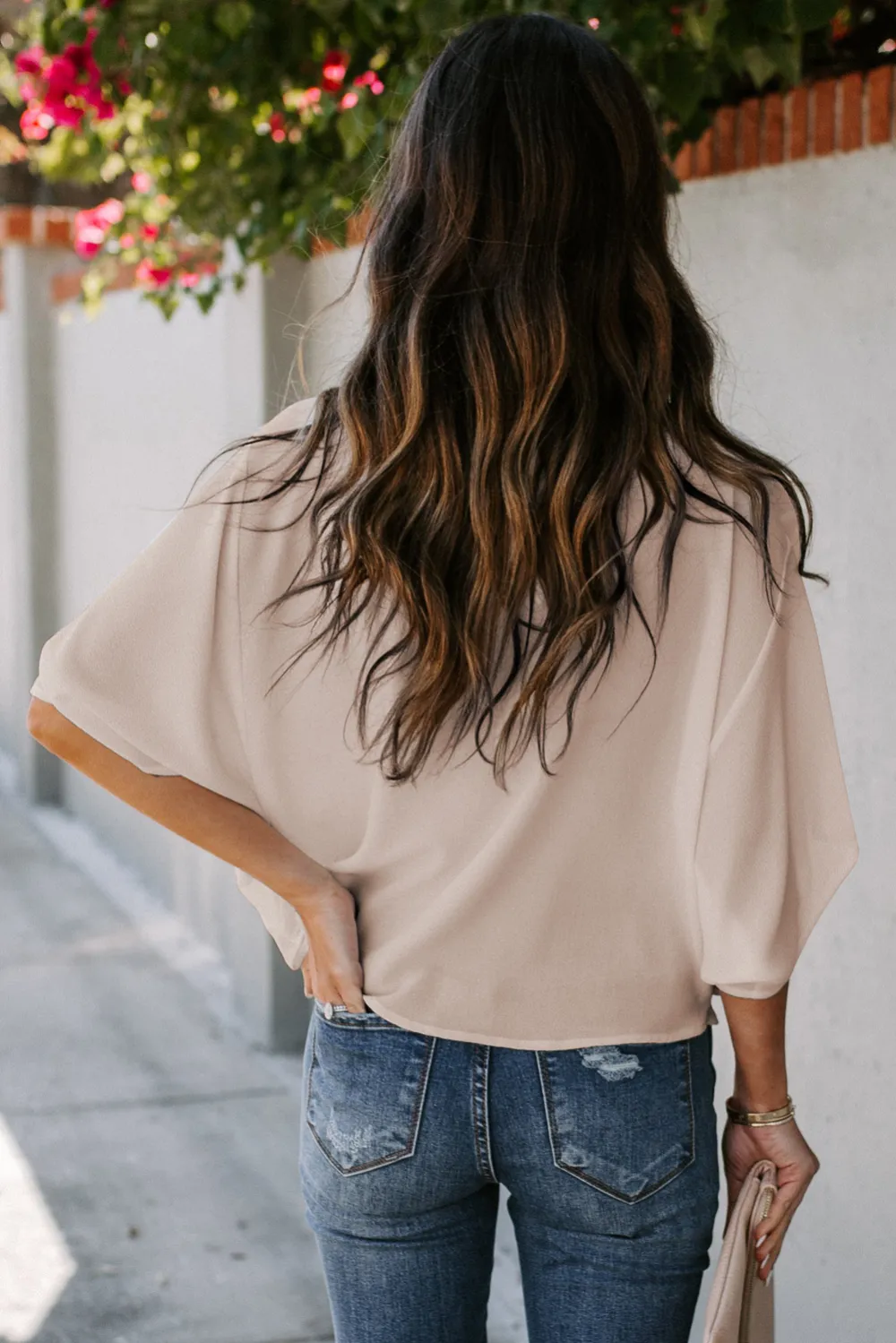 Apricot Draped Blouse