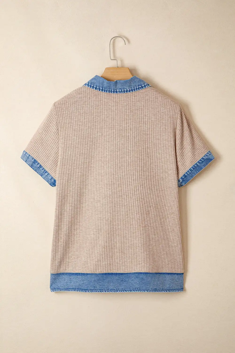 Women's Colorblock Patchwork Denim Top