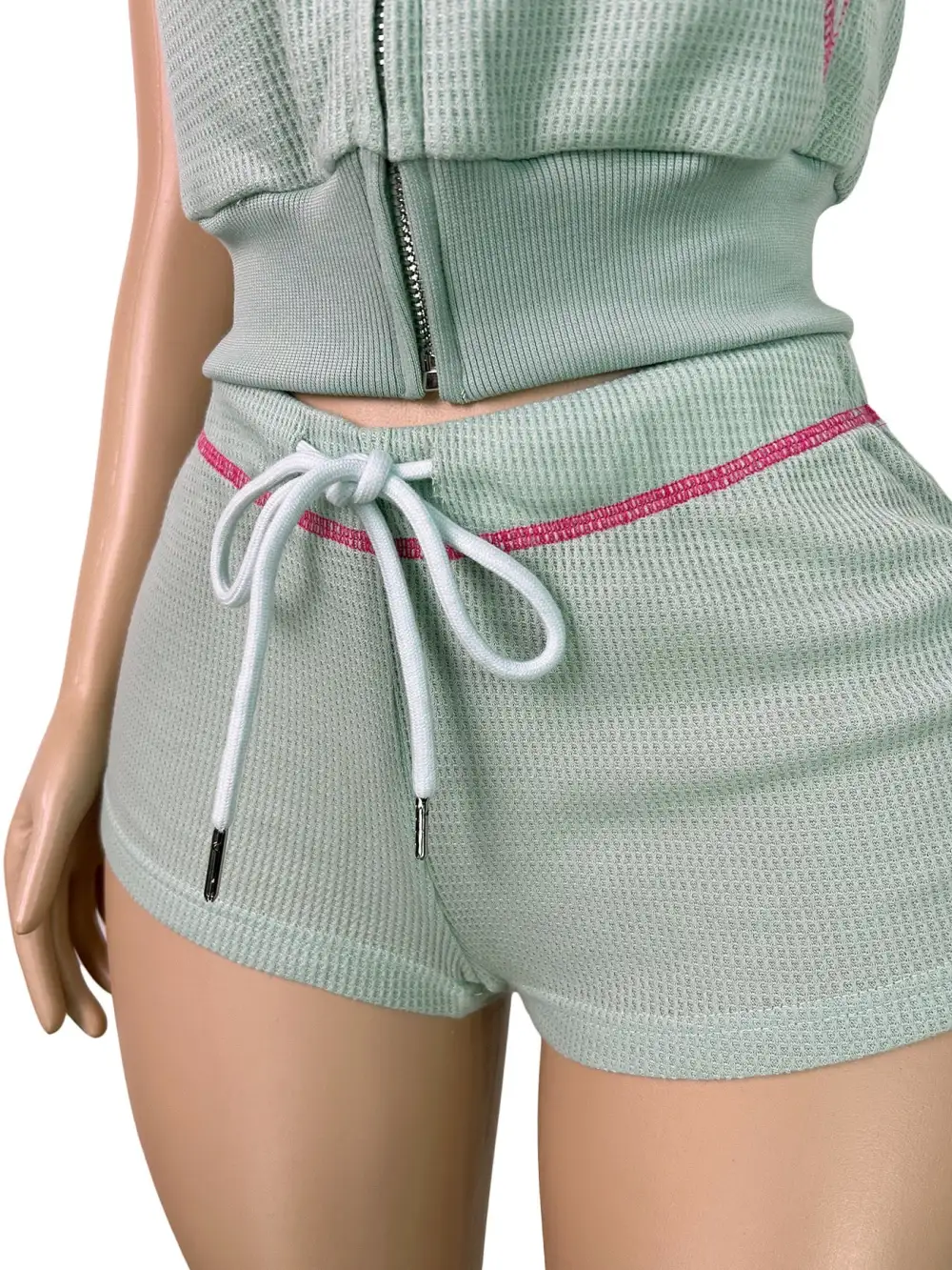 Waffle Knit Hooded Two Piece Set