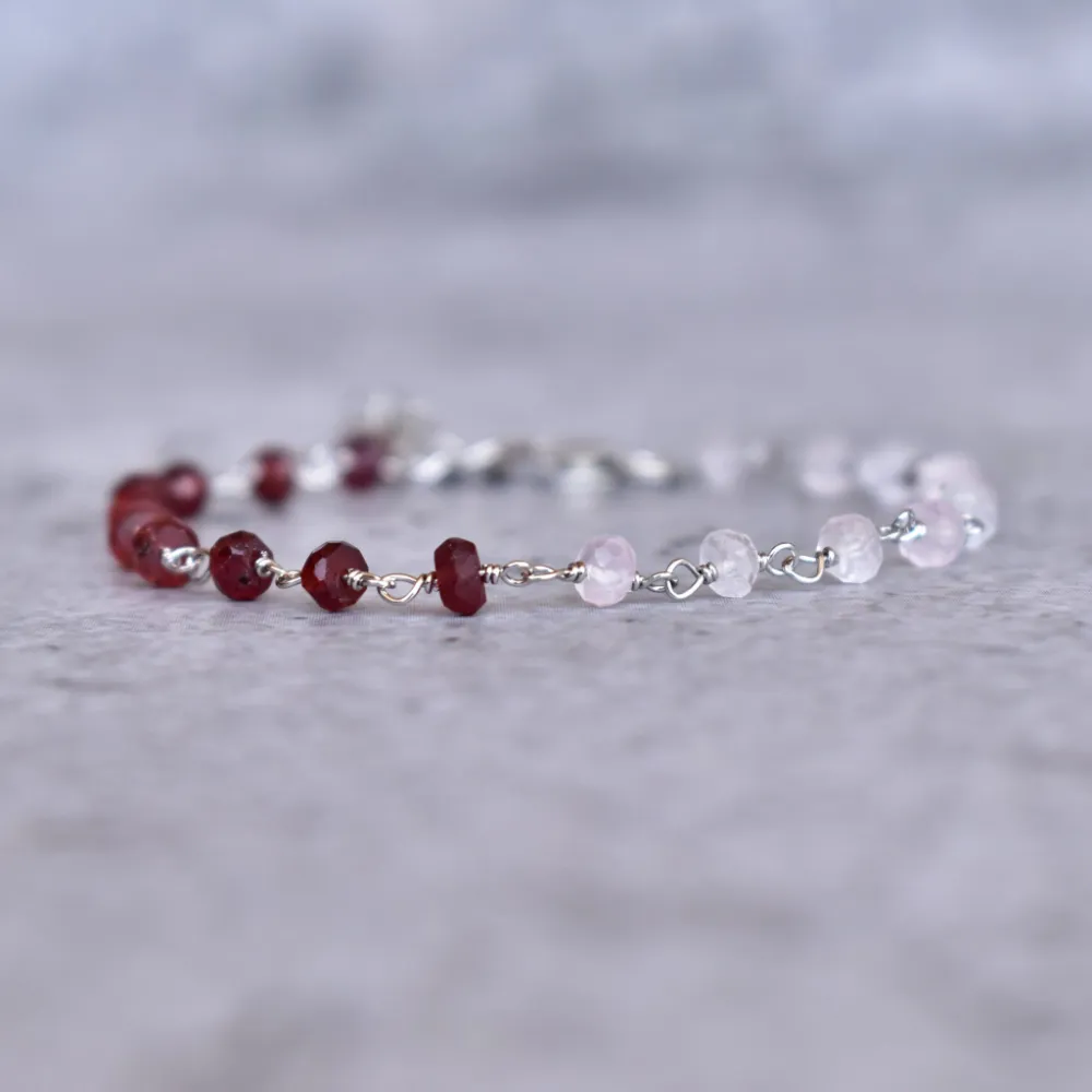 Mixed-Stone Quartz Garnet Bracelet