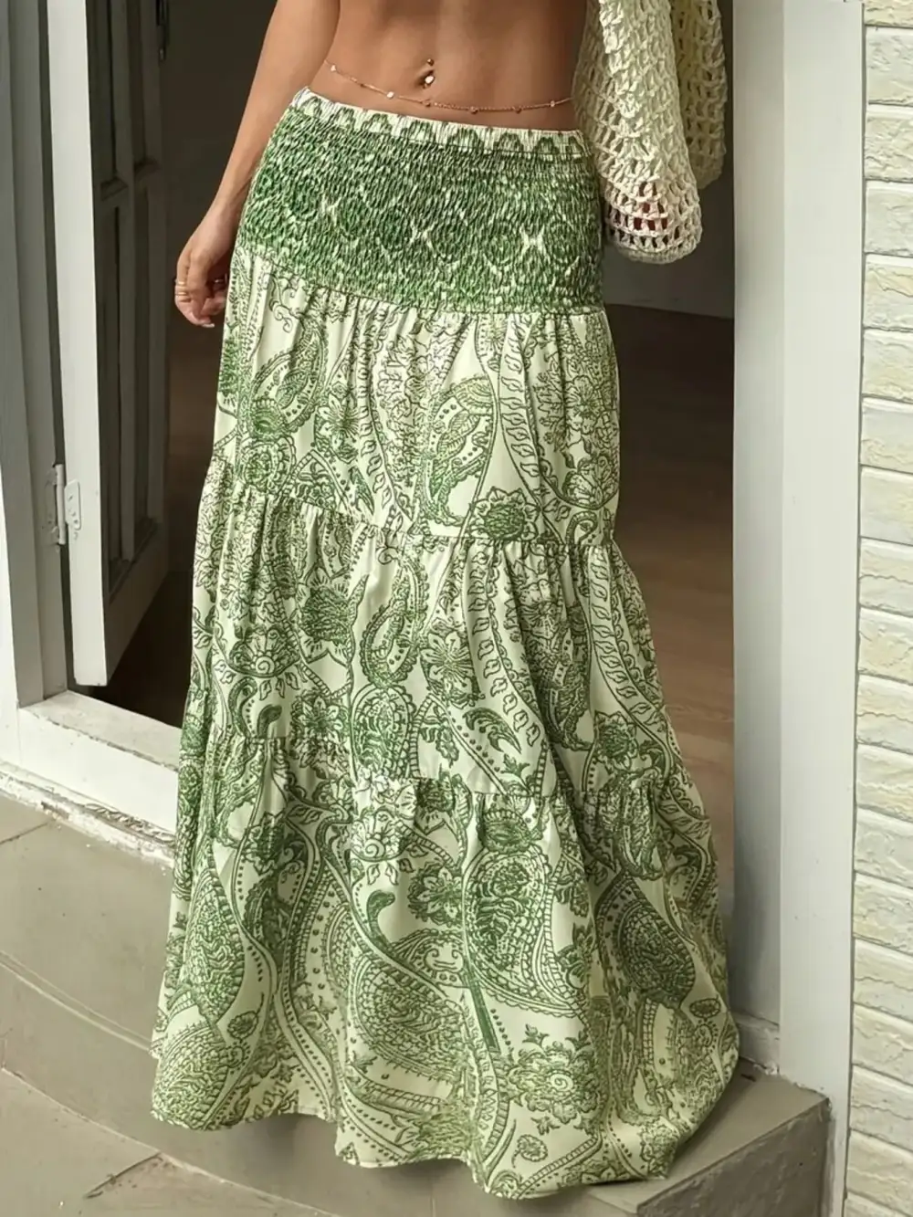Refined Smocked Printed Skirt