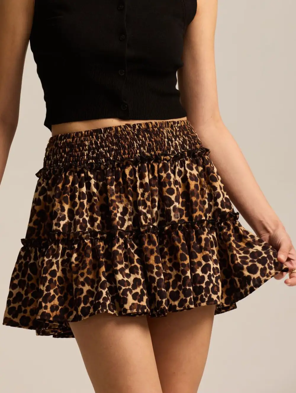 Elastic Waist Midi Skirt