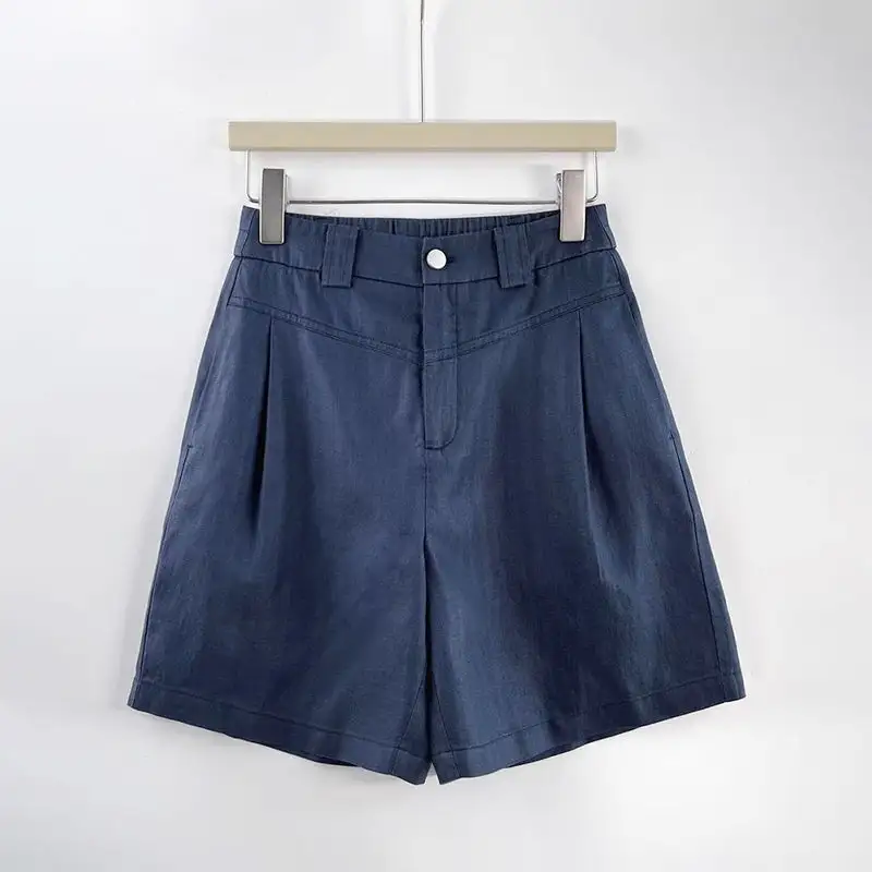 Women's Pleated Linen-Look Tailored Shorts