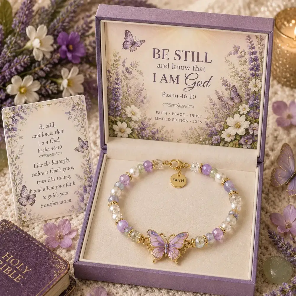 🎅 2026 Christmas Gift 50% Off--✝️ Psalm 46:10 Faith Bracelet | Limited Edition 2026 Christian Jewelry with 7 Meaningful Nature Symbols, Gemstone-Style Beads & Scripture Gift Box 🤍
