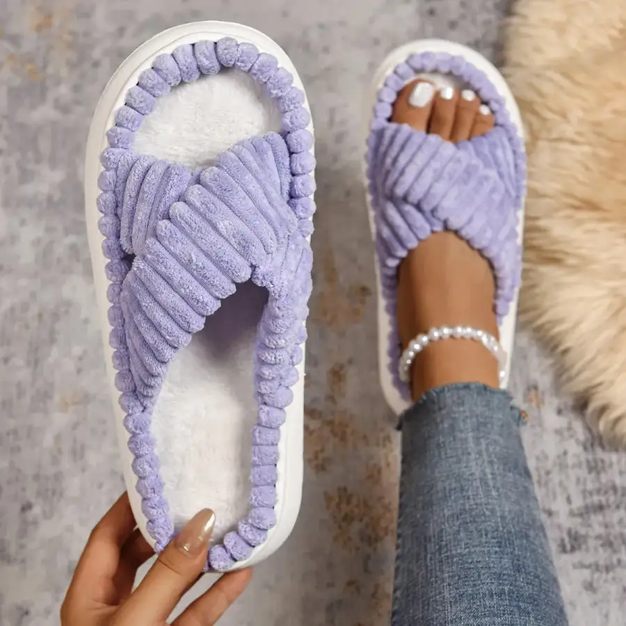 Crisscross Open Toe Platform Slippers