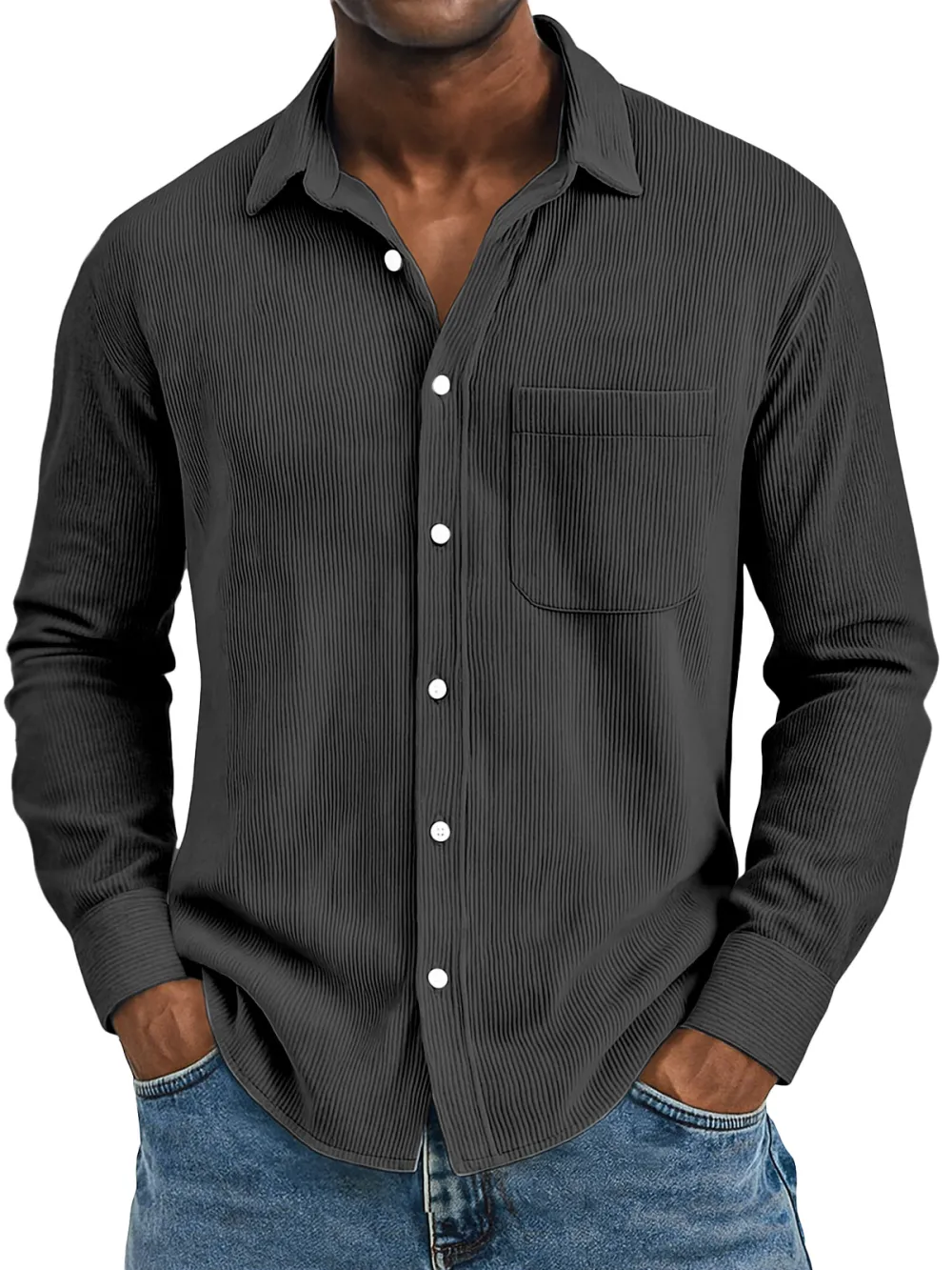 Textured Camp Collar Pocket Shirt