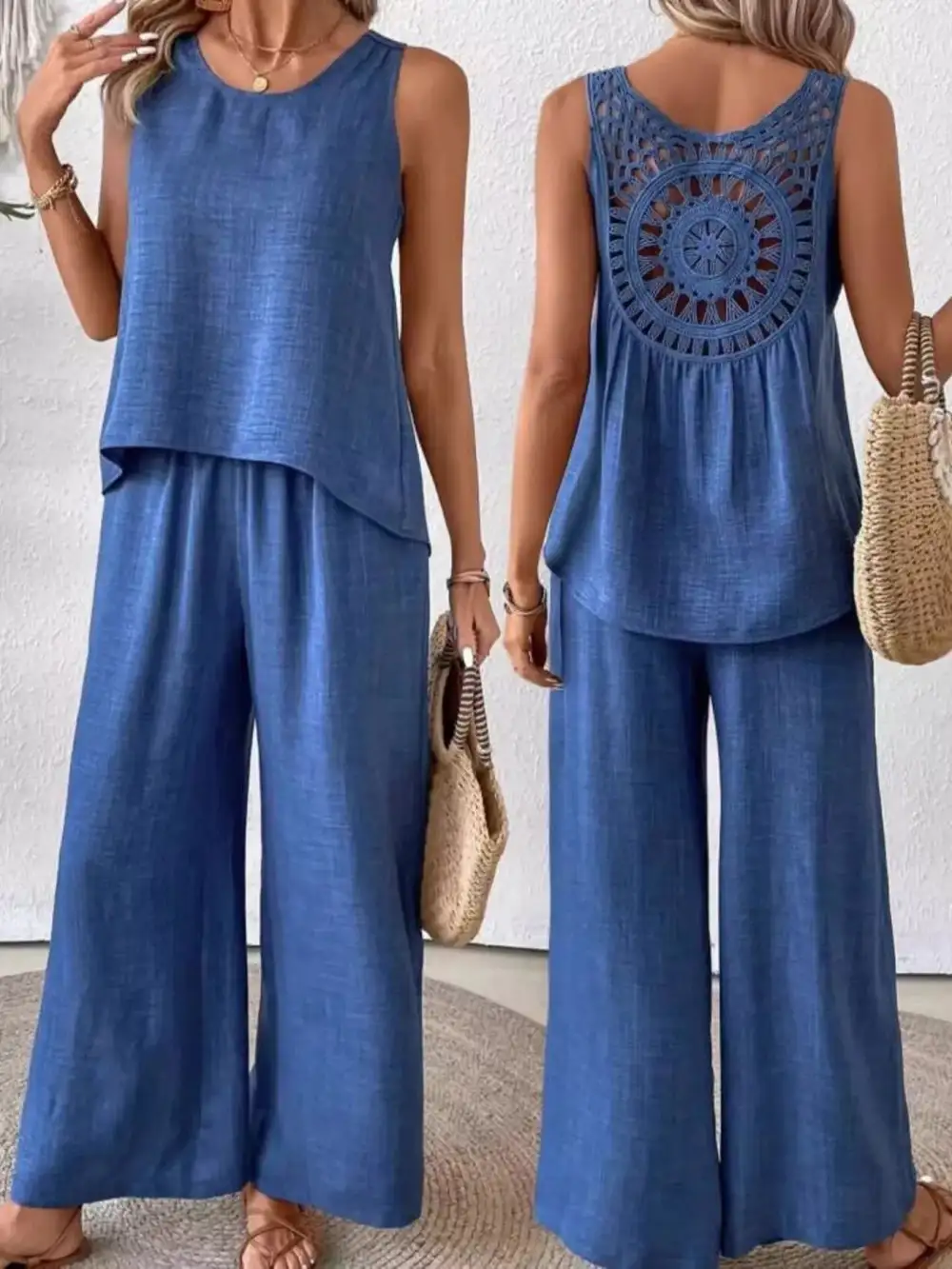 Round Neck Tank and Pants Set