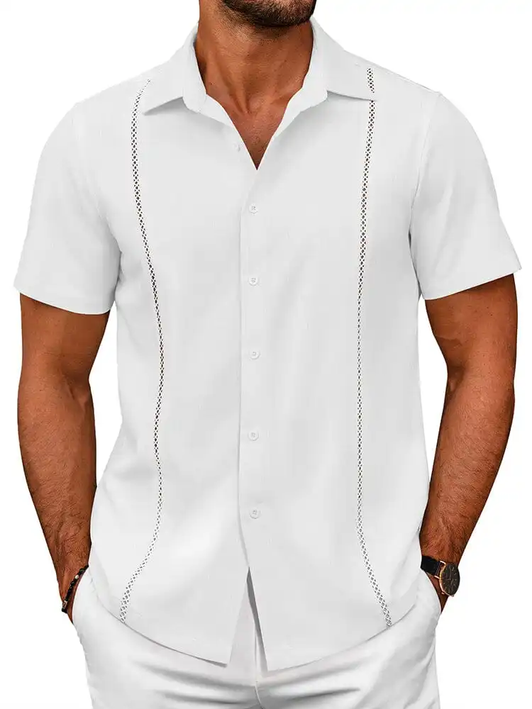 Tailored Casual Embroidered Camp Collar Shirt